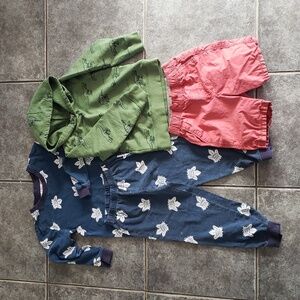 4T Boys Lot Maple Leafs PJs, Carter's Dino Hoodie, Old Navy Shorts